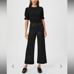 Paige Coated Wide Leg Crop Denim
